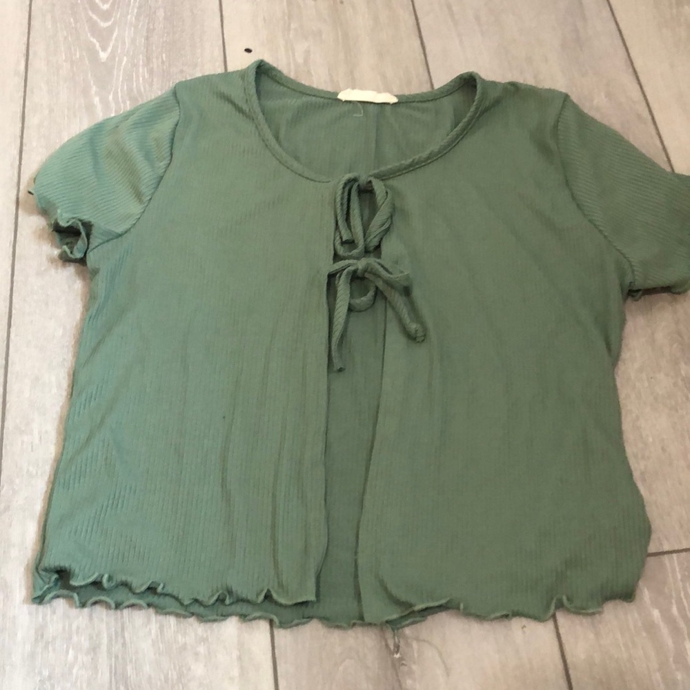 Green split tie T-shirt womens size xl